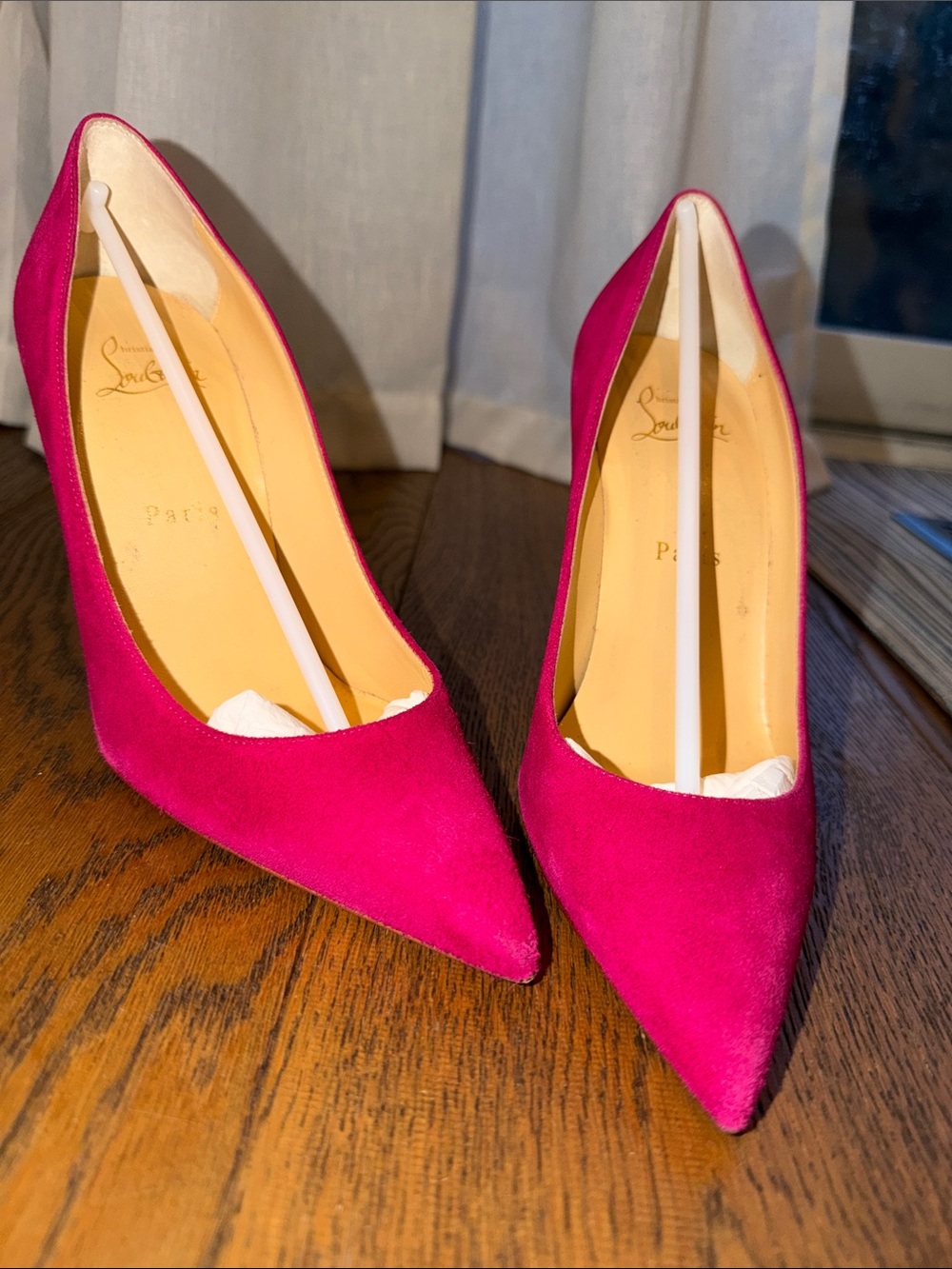 Christian Louboutin Fuchsia Suede Pointed-Toe Pumps